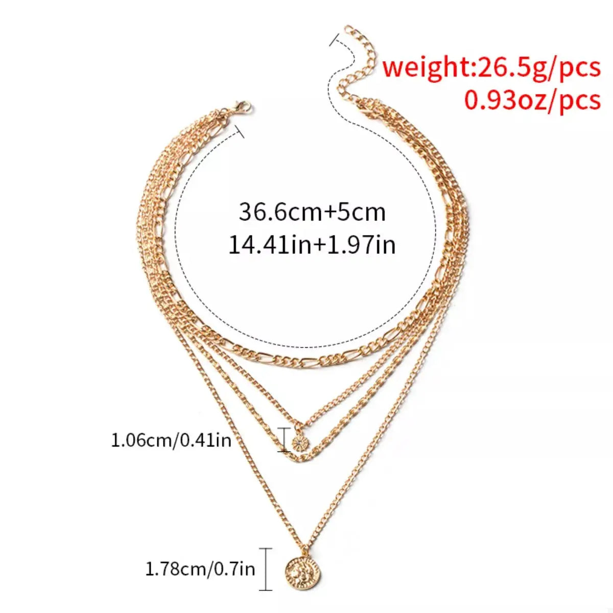 Four Layered Pendant Necklace by Trendsi