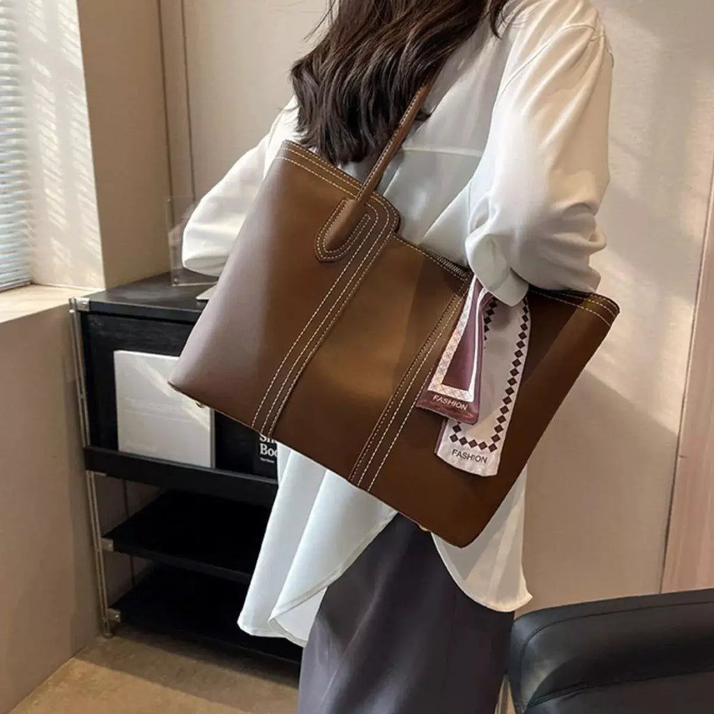 PU Leather Tote Bag by Trendsi