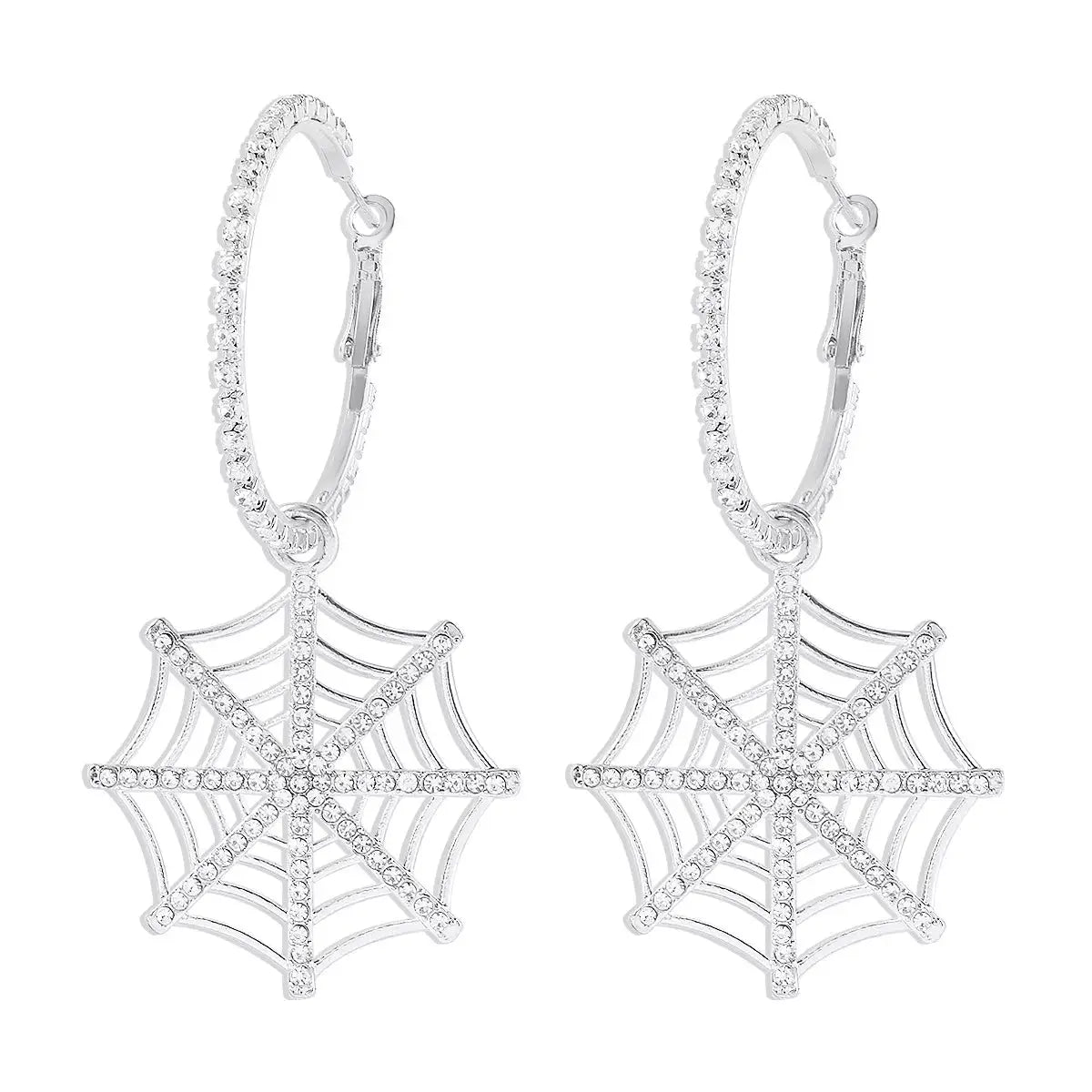 Spider Web Dangle Hoop Earrings by Trendsi