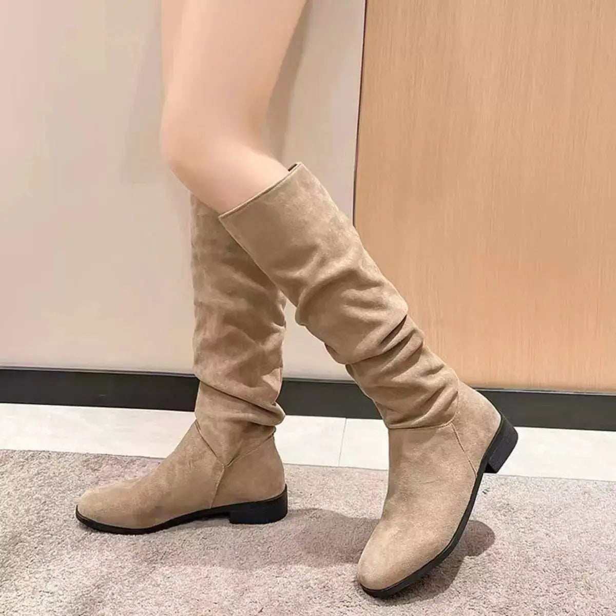 Round Toe Block Heels Boots by Trendsi