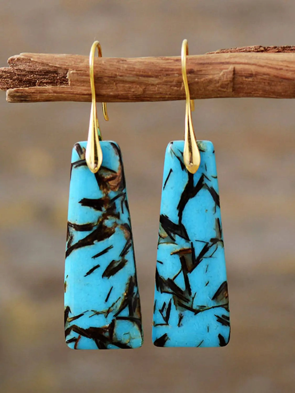 Geometrical Shape Imperial Jasper Dangle Earrings by Trendsi