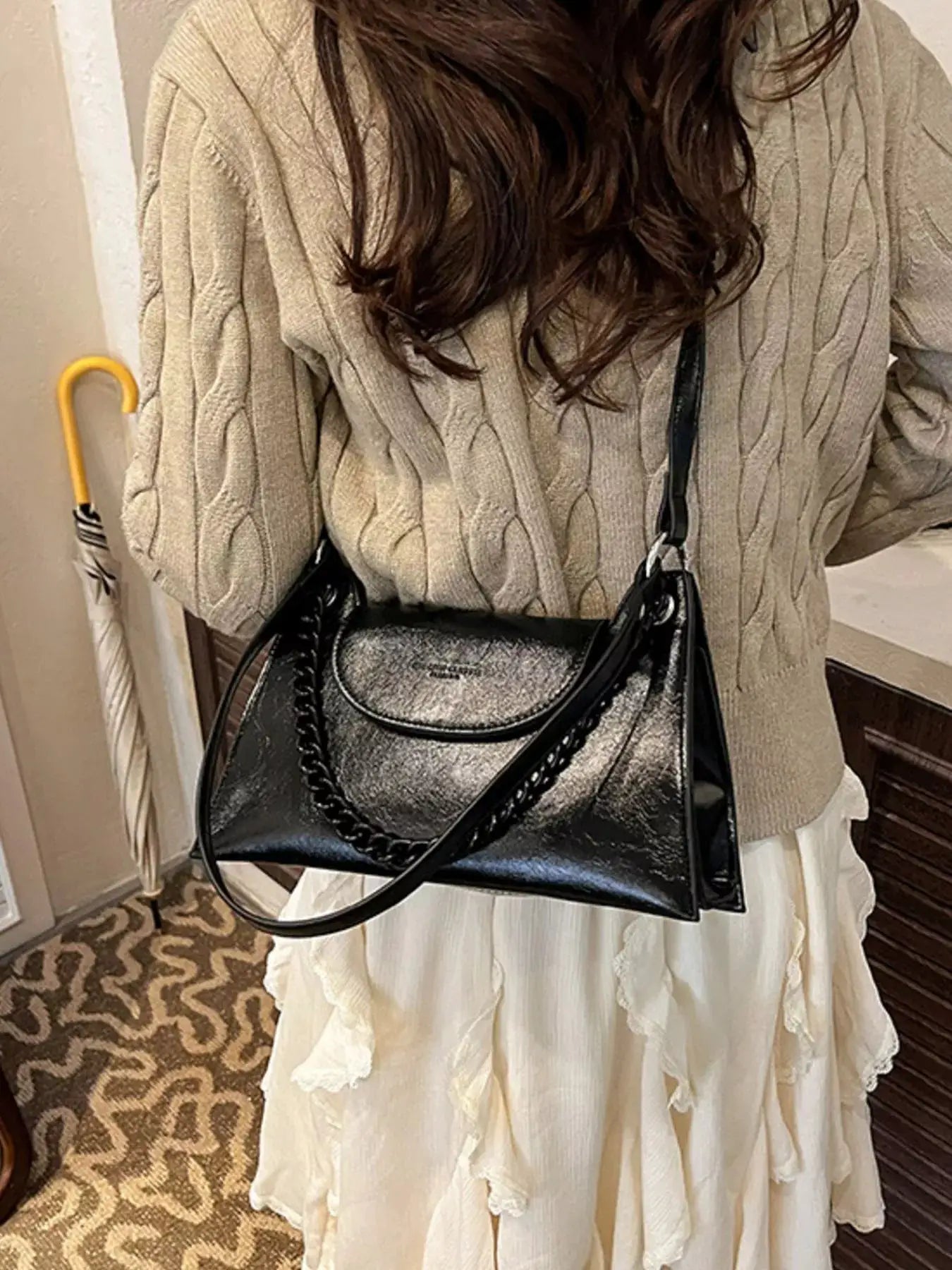 Chain Decor Flap Crossbody Bag by Trendsi