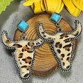 Bull Shape Turquoise Dangle Earrings by Trendsi