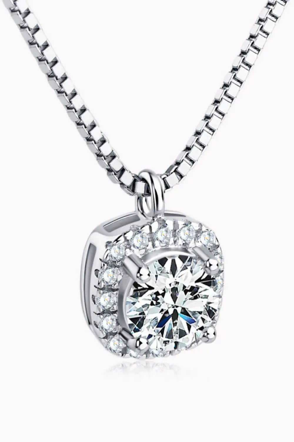 Moissanite Pendant Platinum-Plated Necklace by Trendsi