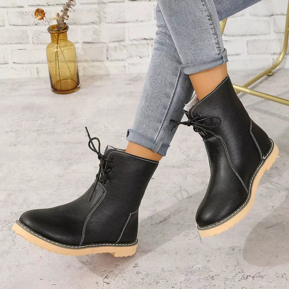 Round Toe Platform Boots by Trendsi
