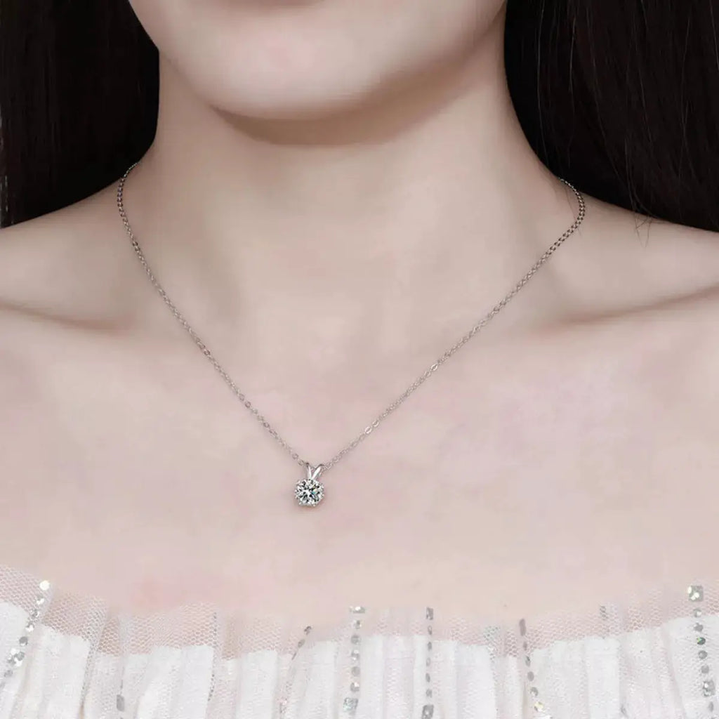 1 Carat Moissanite 925 Sterling Silver Pendant Necklace by Trendsi