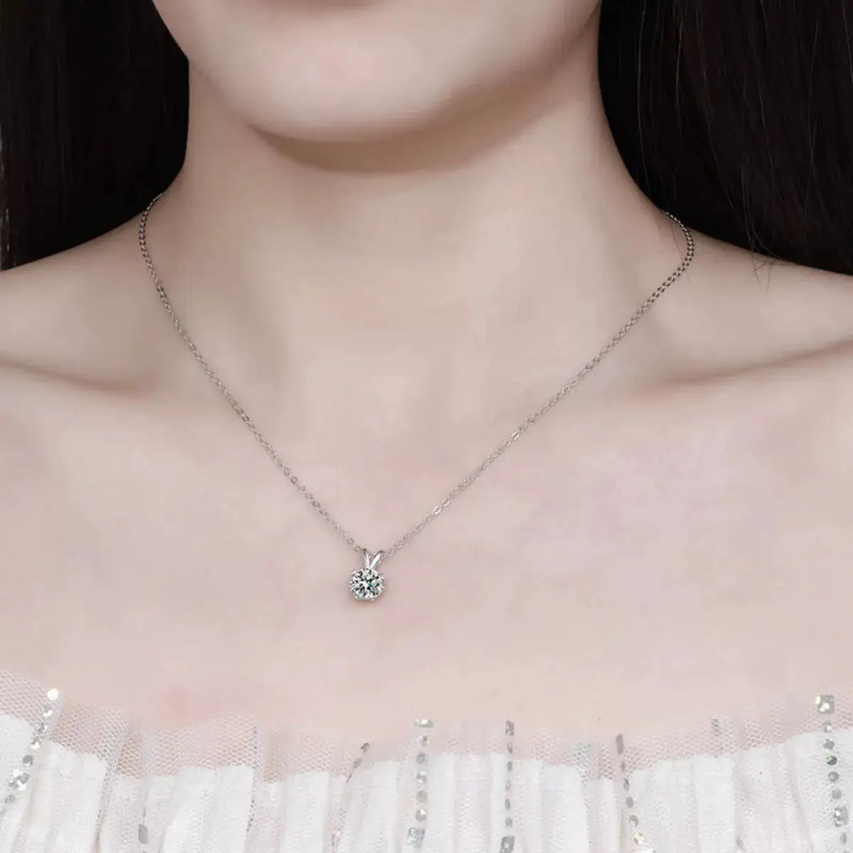 1 Carat Moissanite 925 Sterling Silver Pendant Necklace by Trendsi