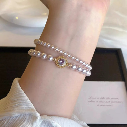 18K Gold-Plated Pearl Bracelet by Trendsi