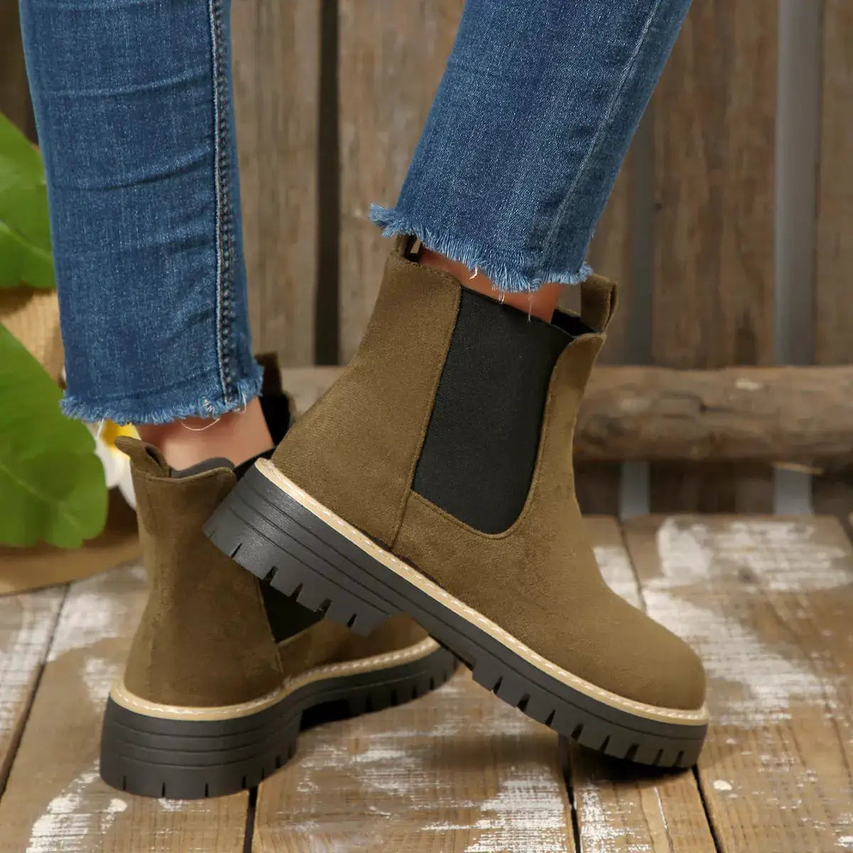 Round Toe Block Heels Boots by Trendsi
