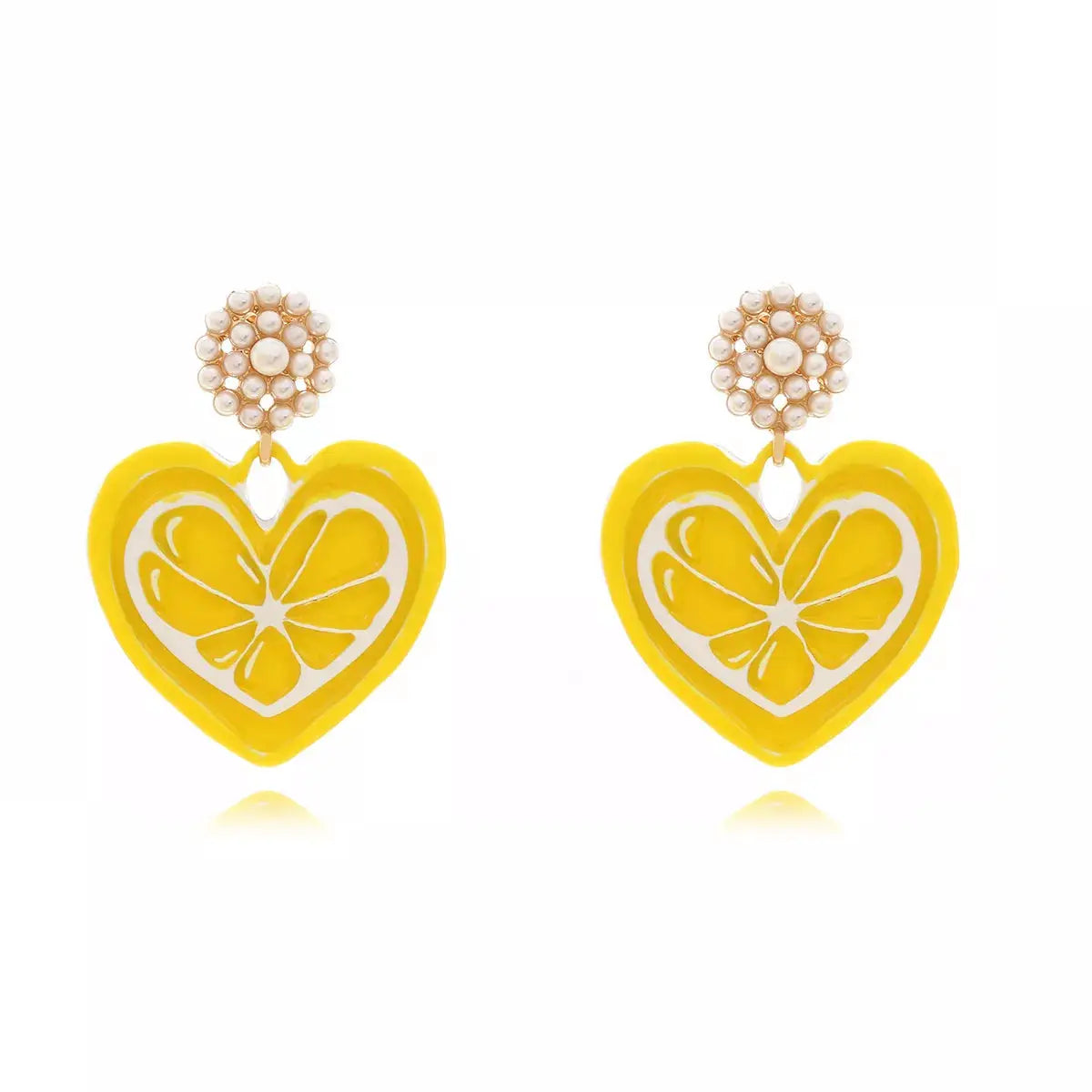 Heart Dangle Earrings with Pearl Accent by Trendsi