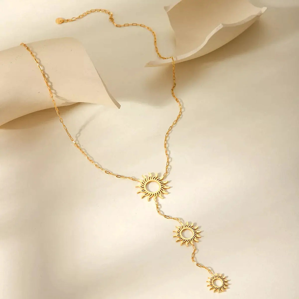 18K Gold-Plated Sun Pendant Necklace by Trendsi