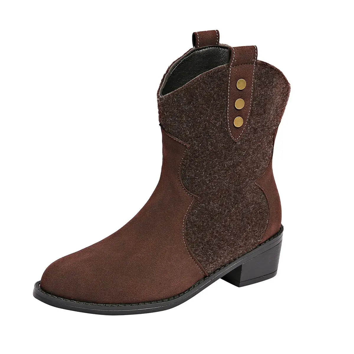 Round Toe Block Heels Boots by Trendsi