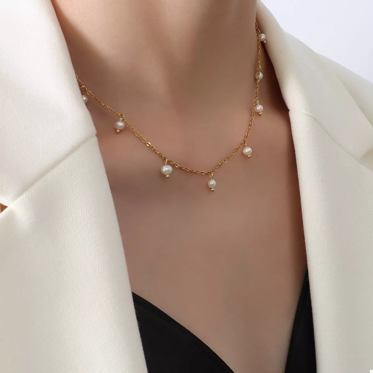 Freshwater Pearl 18K Gold-Plated Necklace by Trendsi