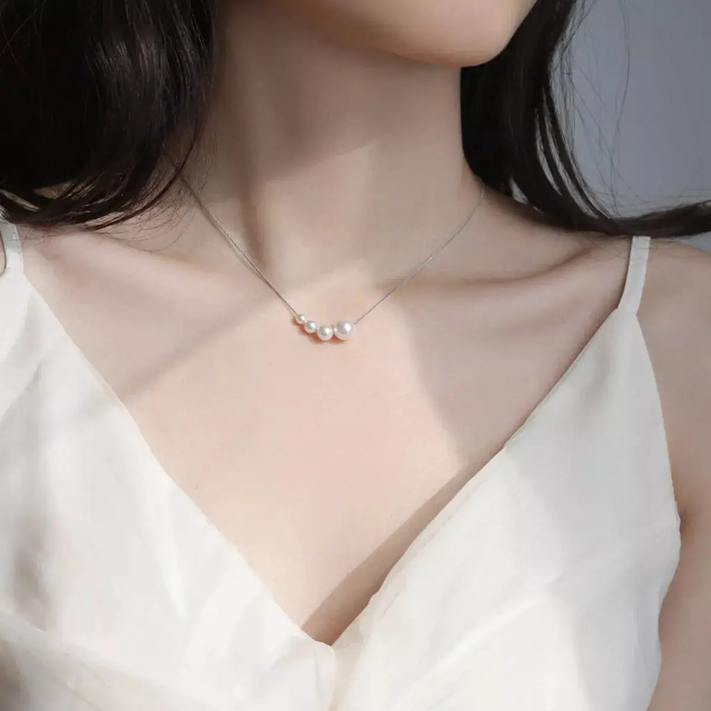 Pearl 925 Sterling Silver Necklace by Trendsi
