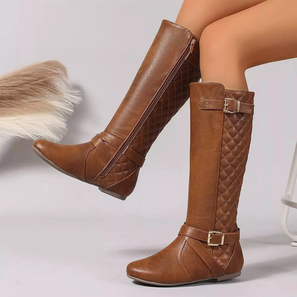 Round Toe Block Heels Boots by Trendsi