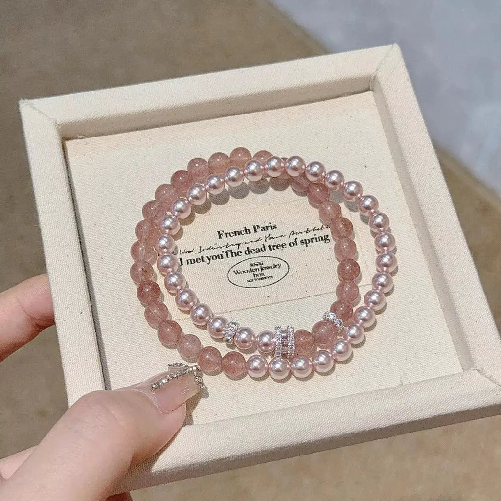 Pearl Beaded Bracelet 2 Piece Set by Trendsi