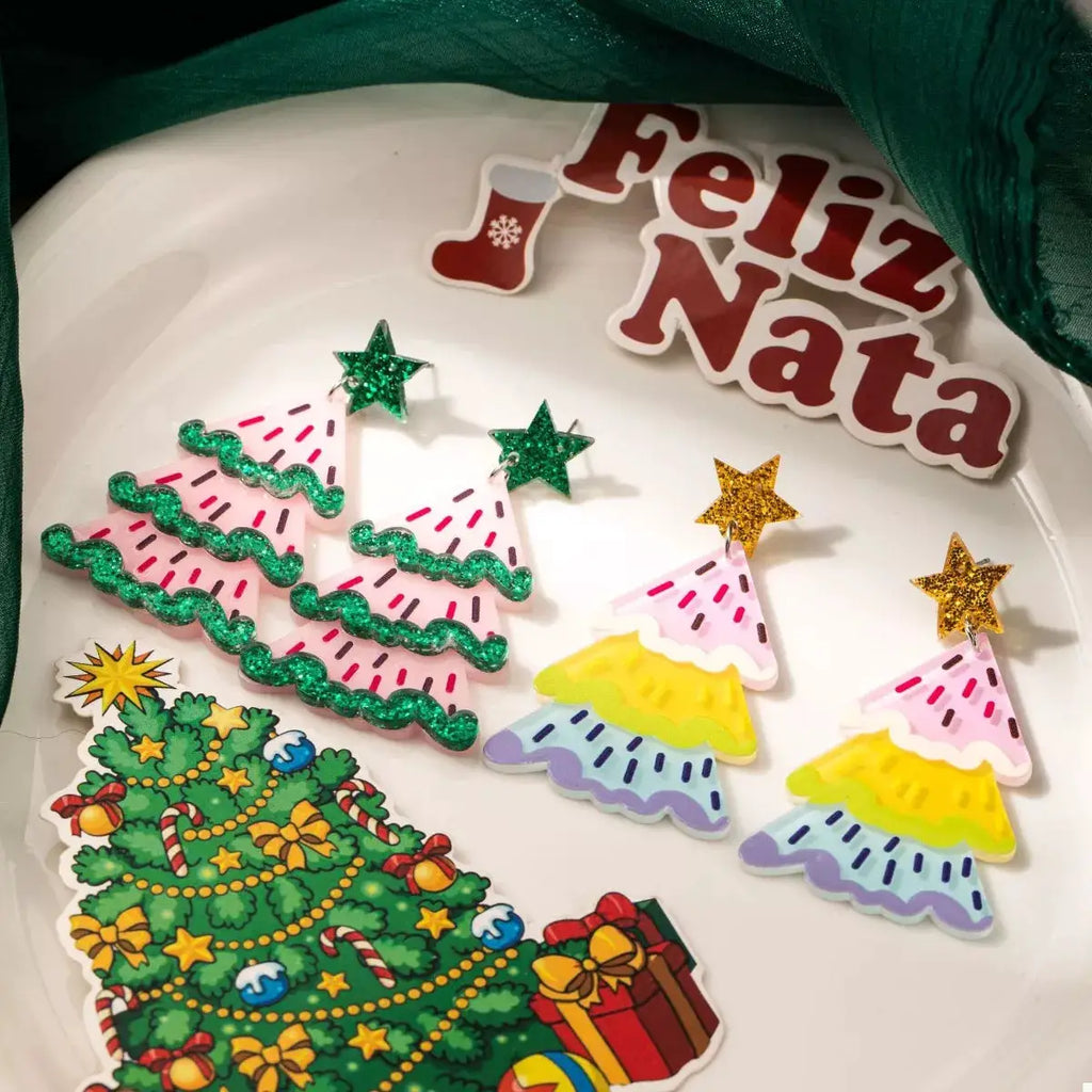 Christmas Tree Dangle Earrings by Trendsi