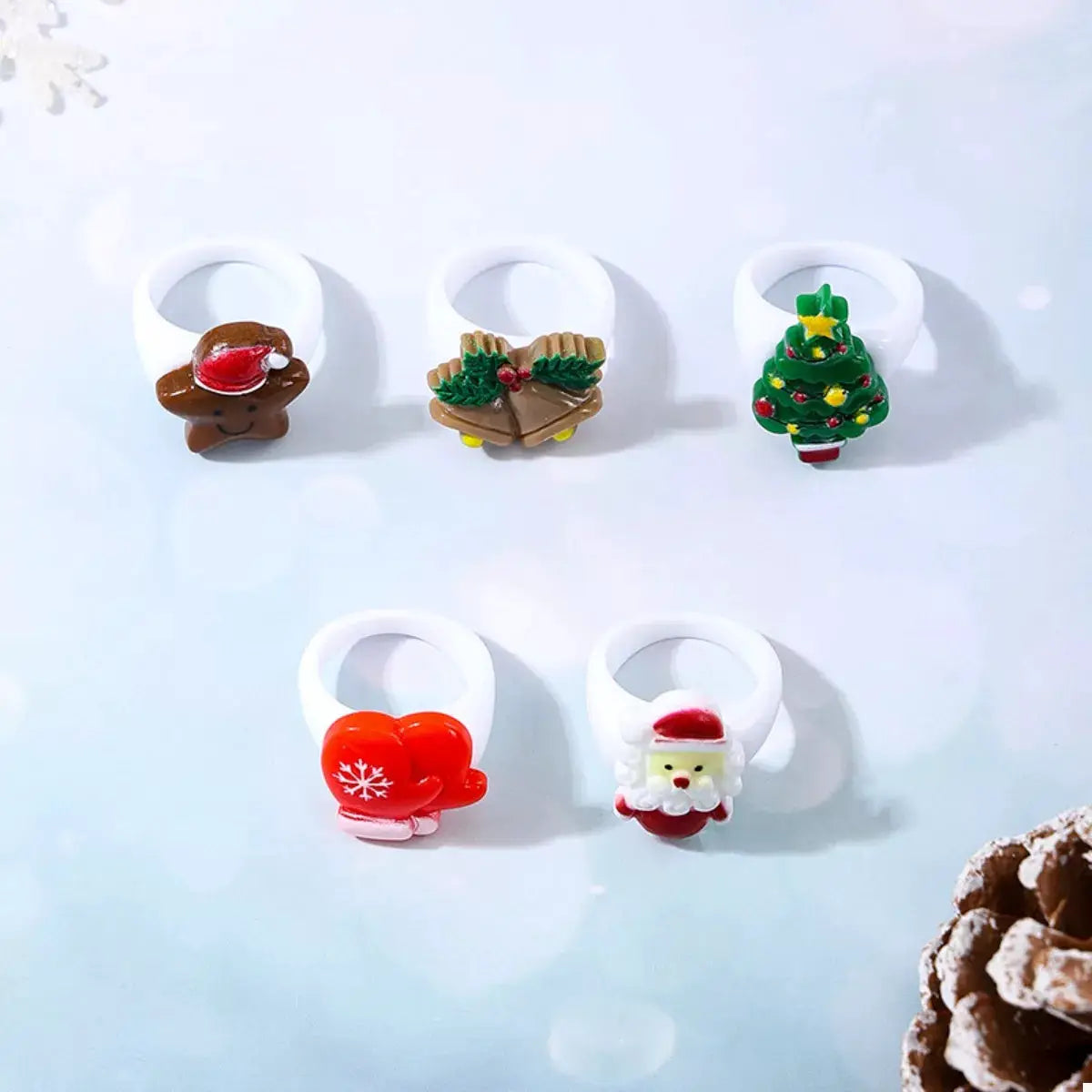 5 Piece Christmas-Themed Rings by Trendsi
