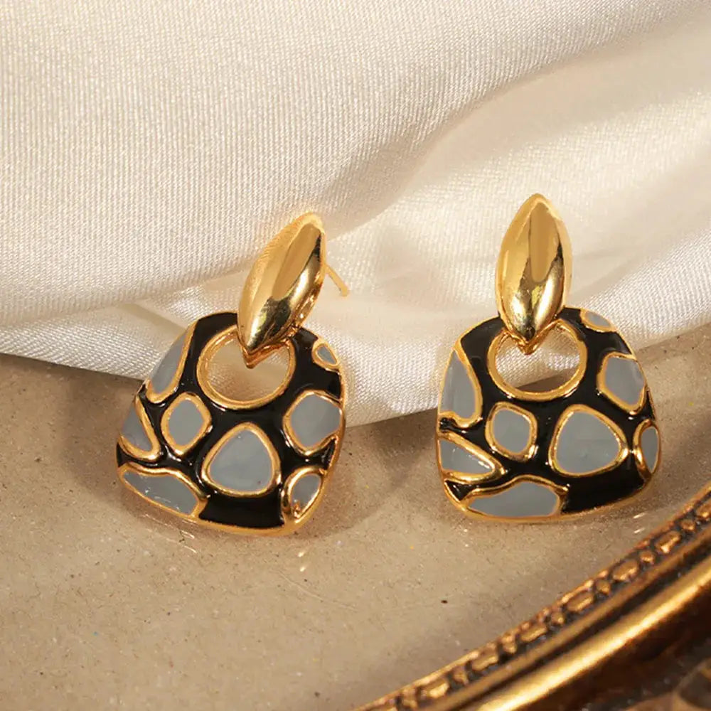 Copper Oil Drip Earrings by Trendsi