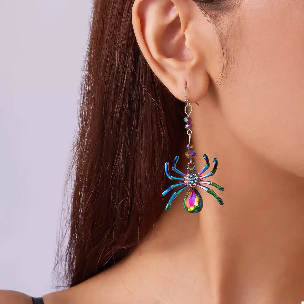 Colorful Spider Drop Earrings by Trendsi