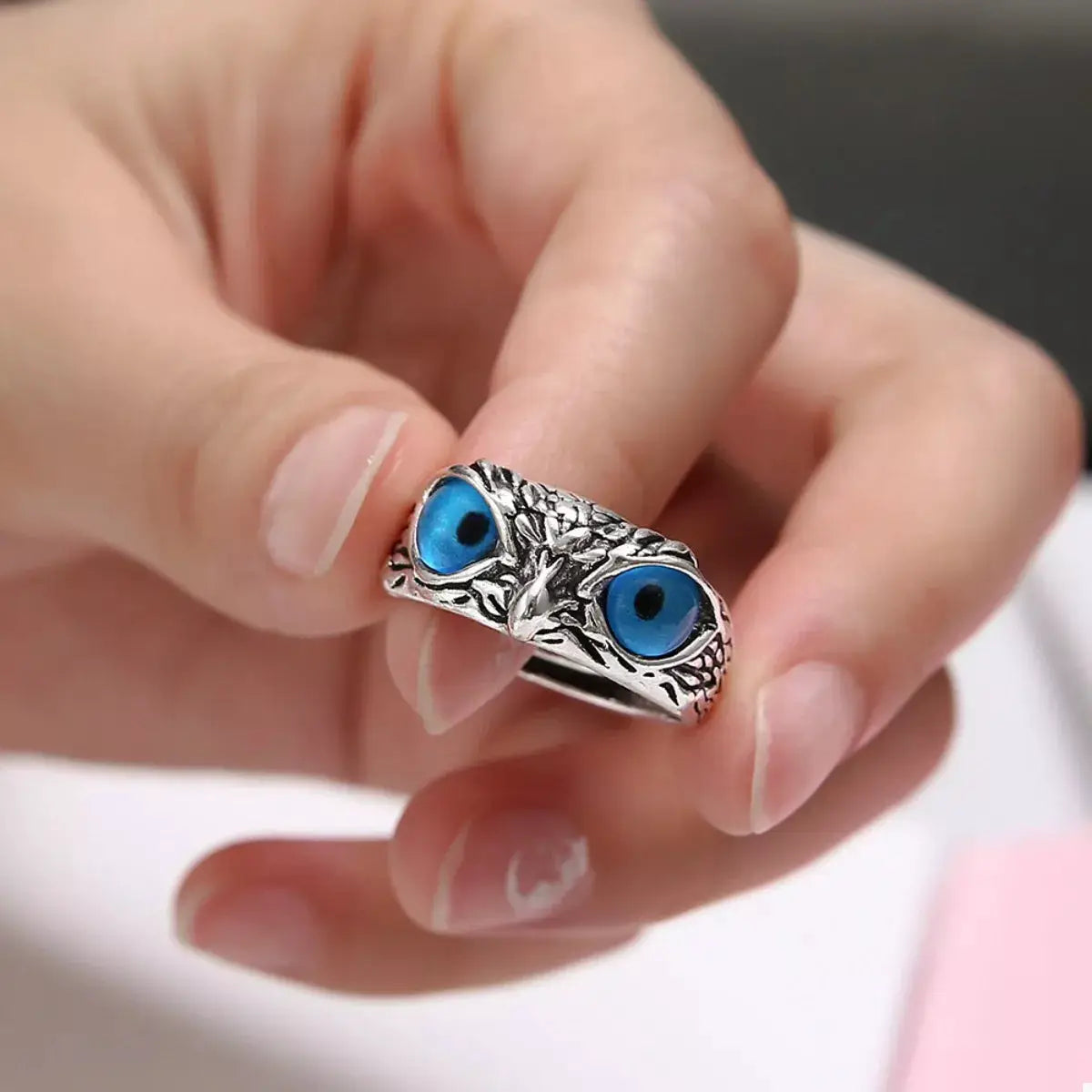 Alloy Owl Eyes Ring by Trendsi