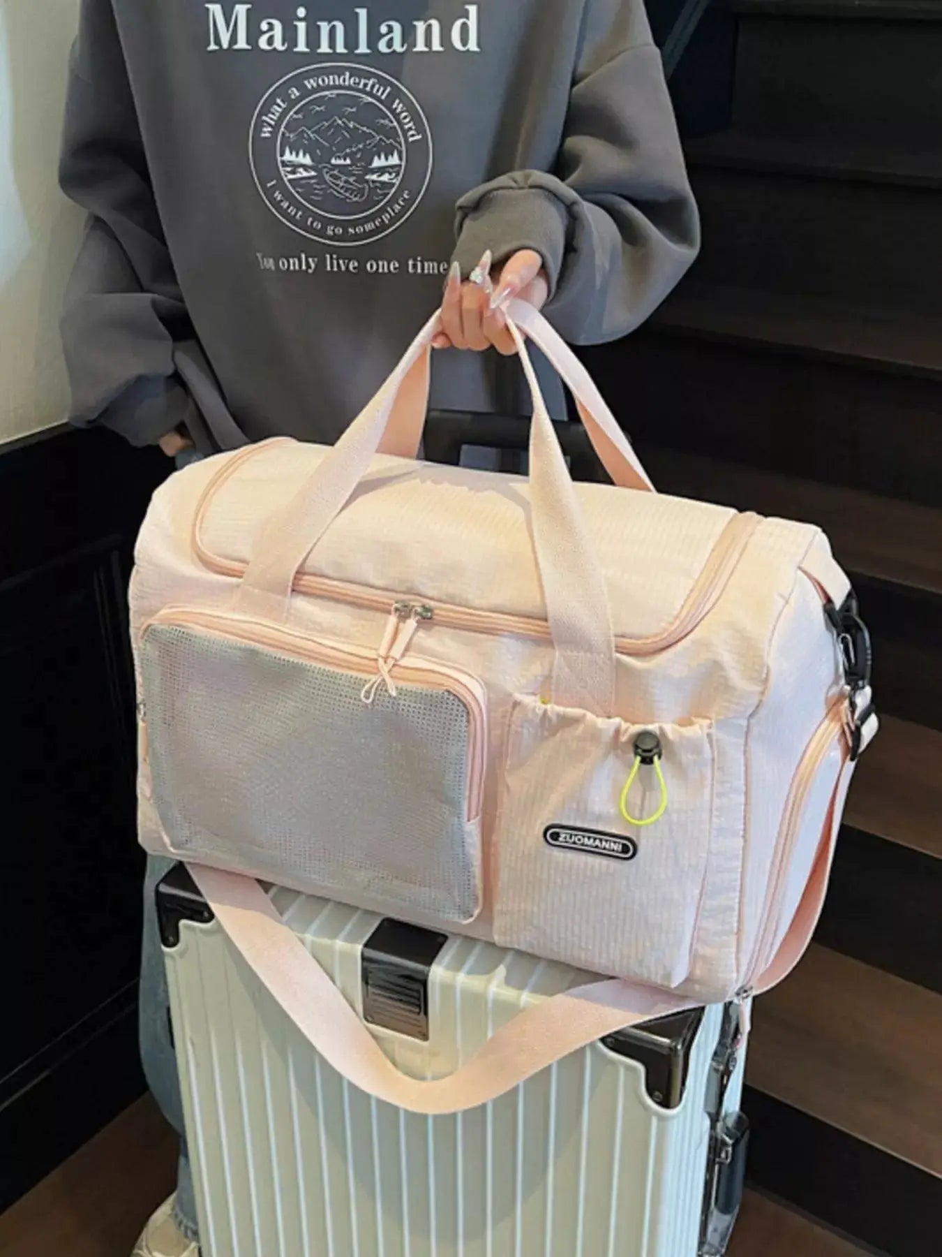Drawstring Multi Pockets Travel Bag by Trendsi