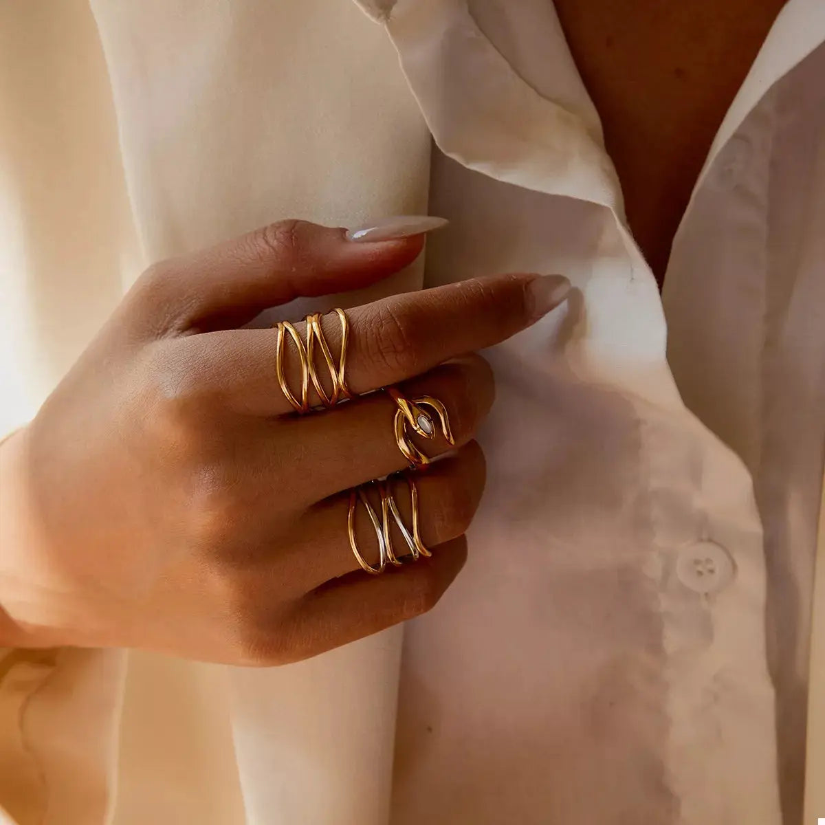 Two-Tone Open Ring by Trendsi