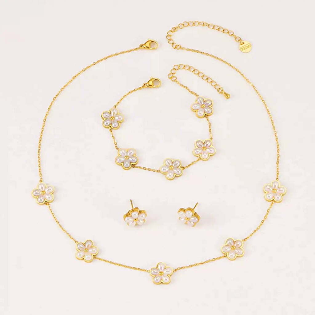 18K Gold-Plated Flower Jewelry Set by Trendsi