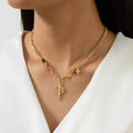 18K Gold-Plated Cross Pendant Necklace by Trendsi