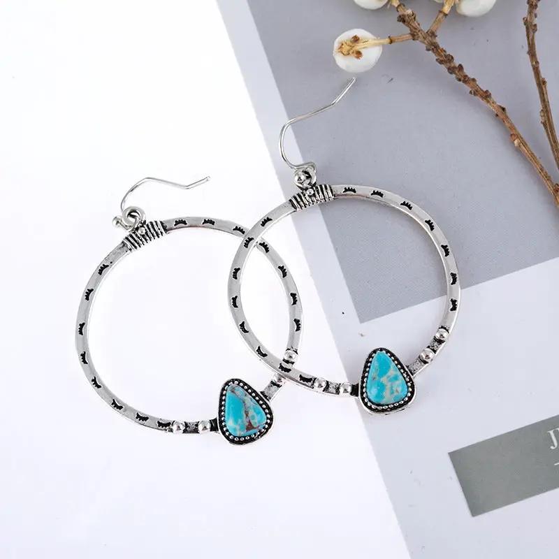 Artificial Turquoise Drop Earrings by Trendsi
