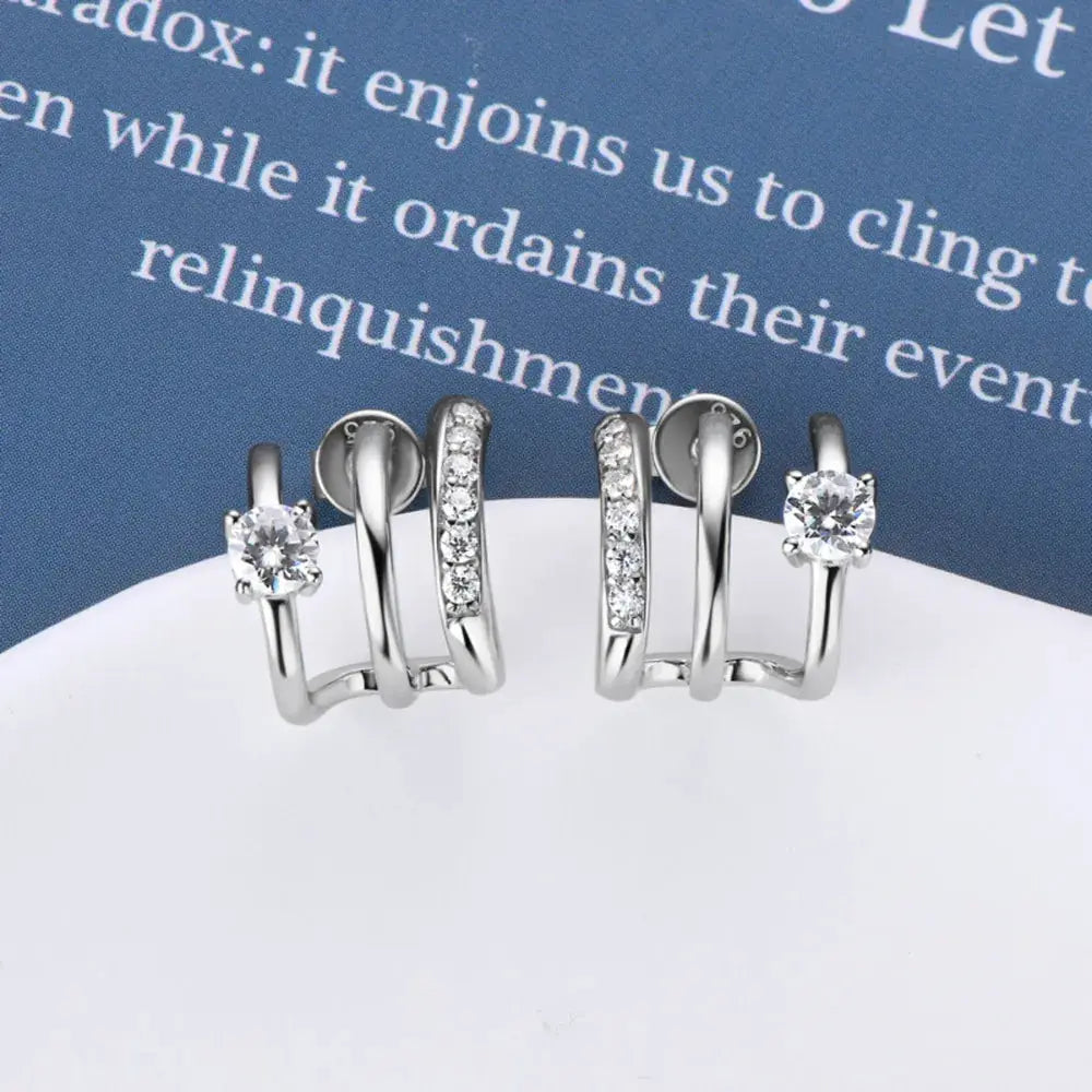 Moissanite 925 Sterling Silver Earrings by Trendsi