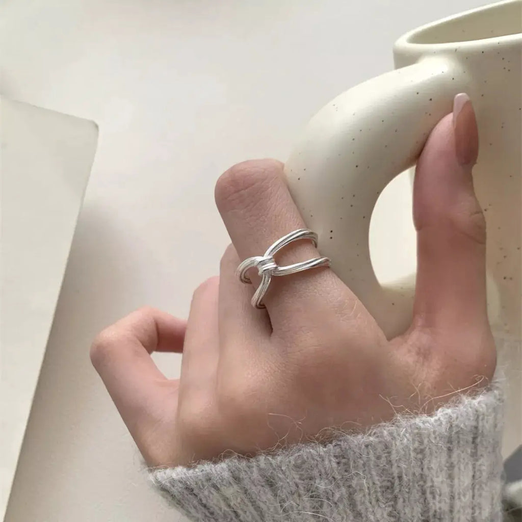 925 Sterling Silver Knot Ring by Trendsi