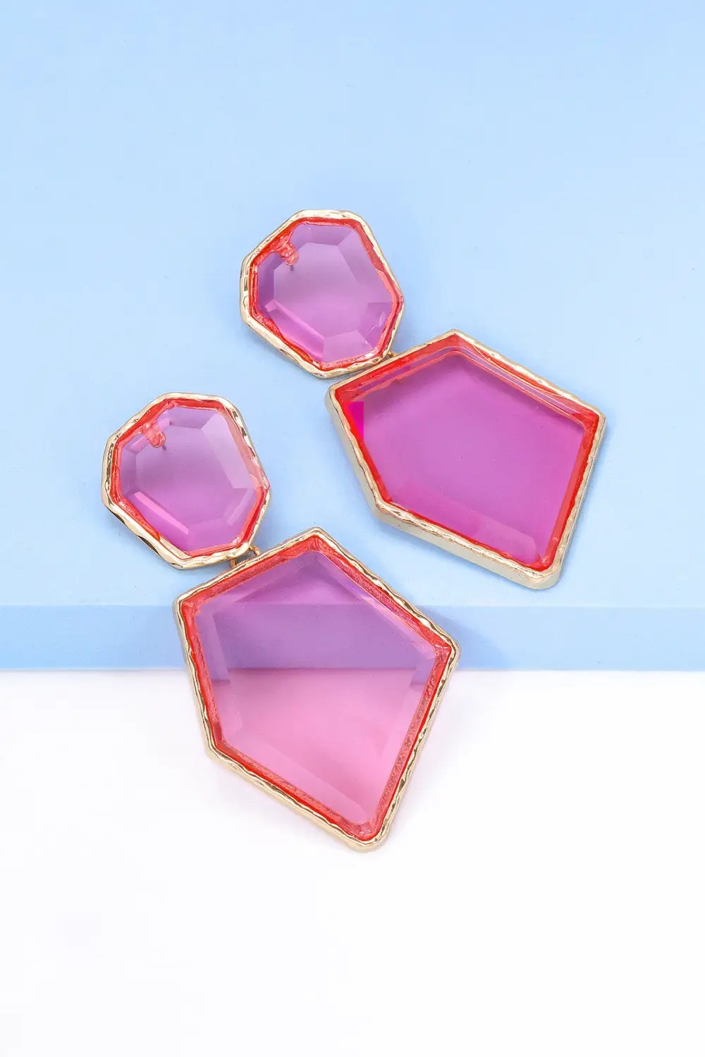 Geometrical Shape Zinc Alloy Frame Resin Dangle Earrings by Trendsi