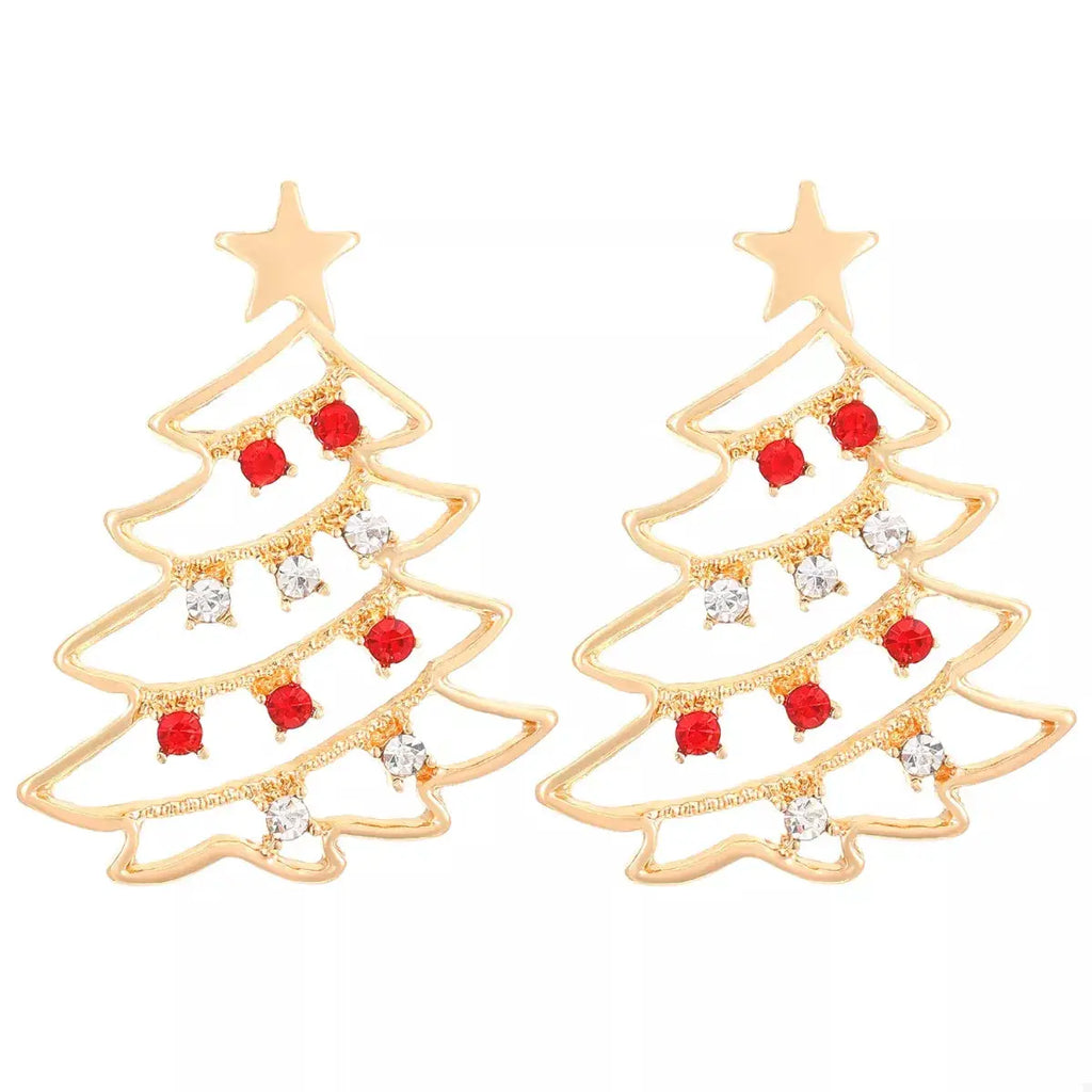 18K Gold-Plated Christmas Tree Earrings by Trendsi
