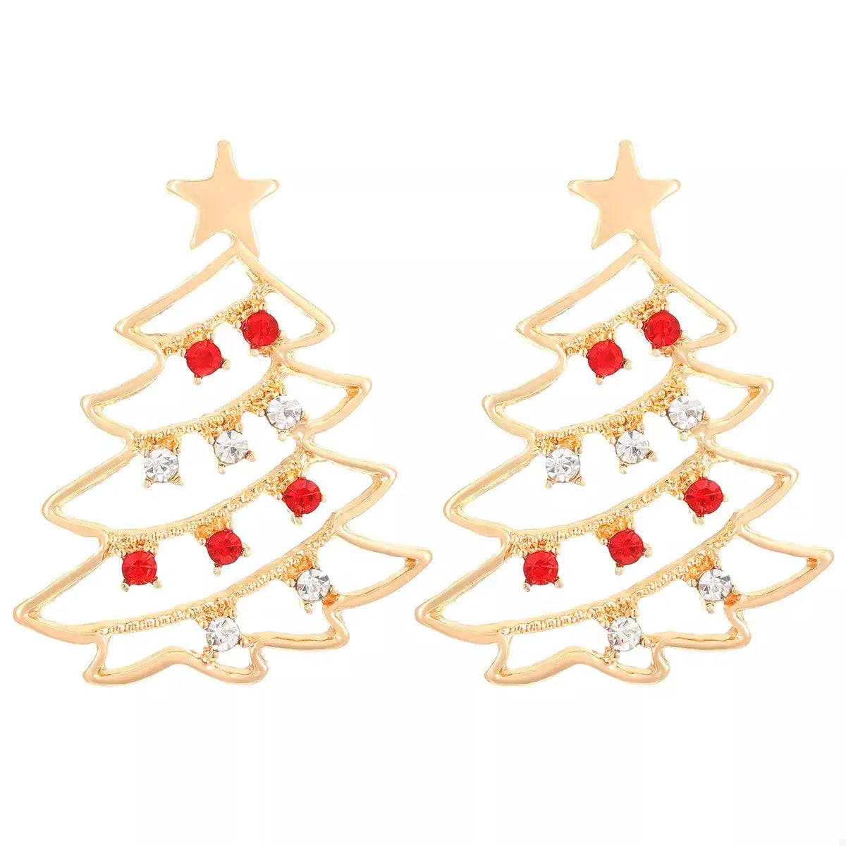 18K Gold-Plated Christmas Tree Earrings by Trendsi