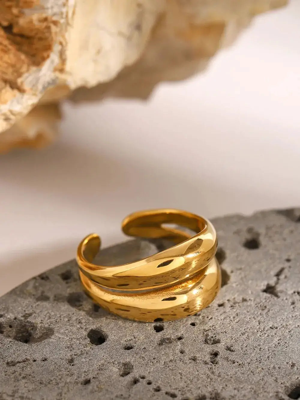 Stainless Steel Double-Layered Ring by Trendsi