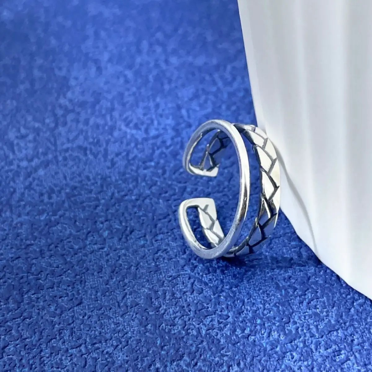 925 Sterling Silver Open Cuff Ring by Trendsi