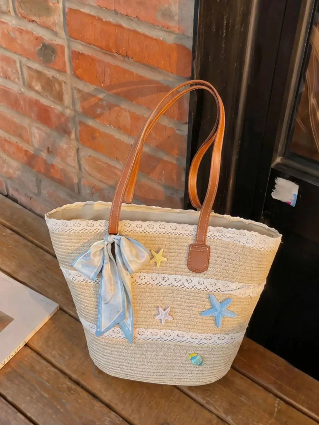 Straw Woven Shoulder Bag by Trendsi