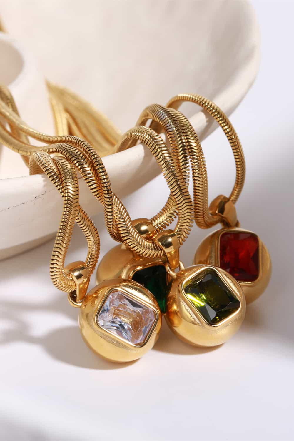 Zircon 18K Gold-Plated Geometrical Shape Pendant Necklace by Trendsi
