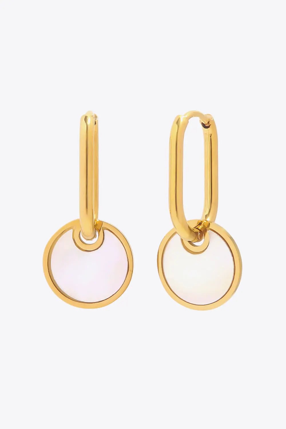 Copper White Mother-Of-Pearl Drop Earrings by Trendsi