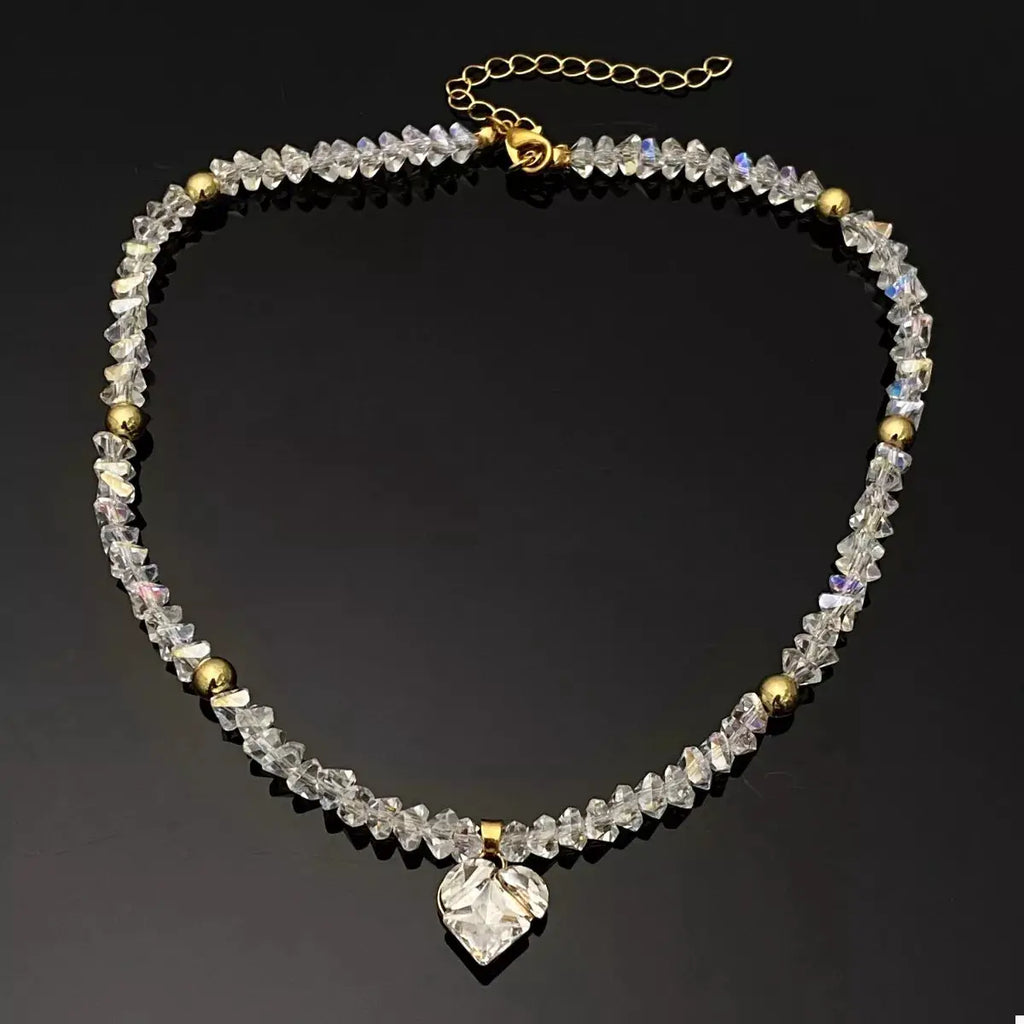 Pearl & Heart Pendant Necklace by Trendsi