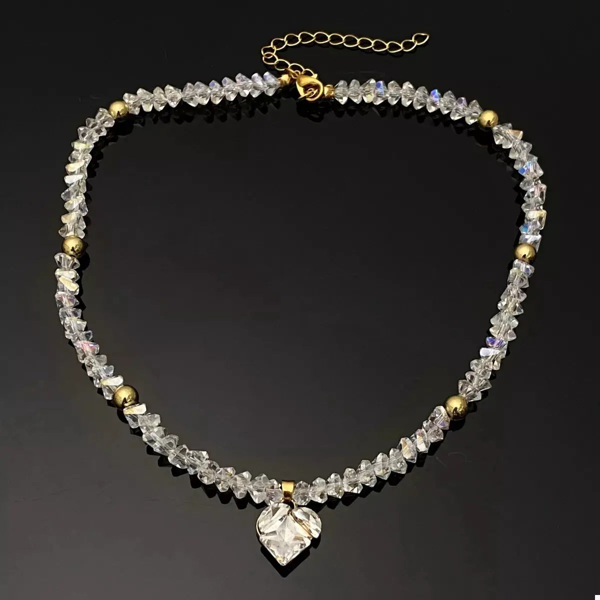 Pearl & Heart Pendant Necklace by Trendsi