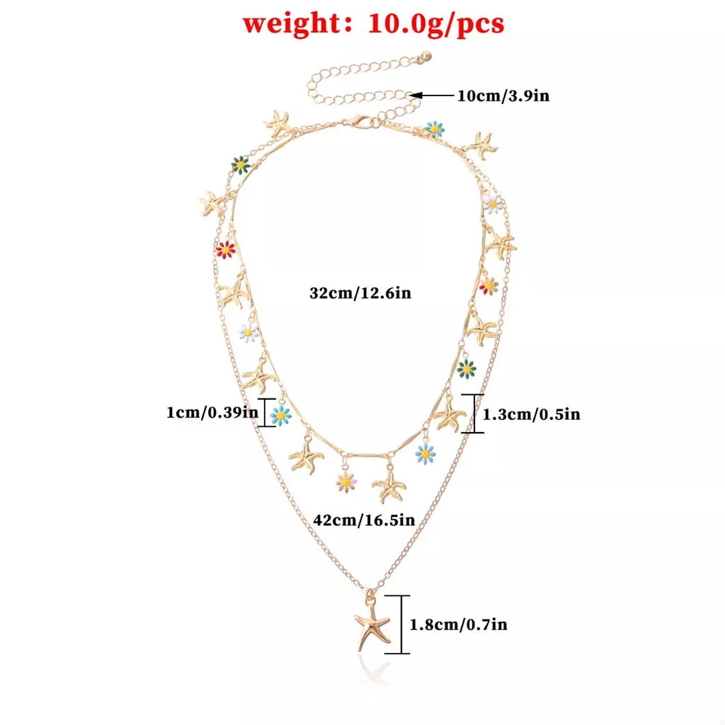 Starfish Charm Double Layered Necklace by Trendsi