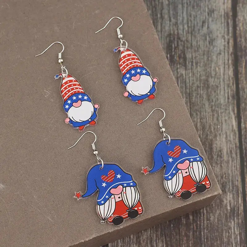 2 Pair Acrylic Gnome Earrings by Trendsi