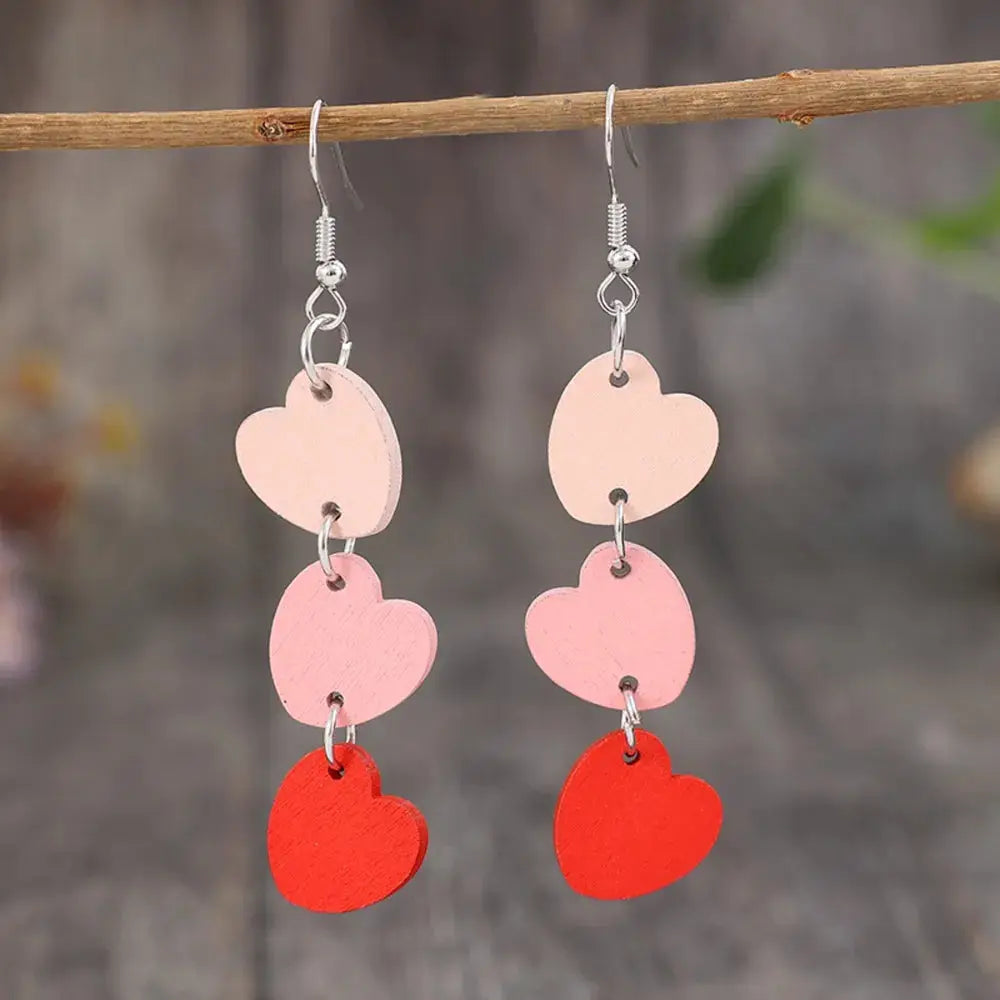 Heart Wood Dangle Earrings by Trendsi
