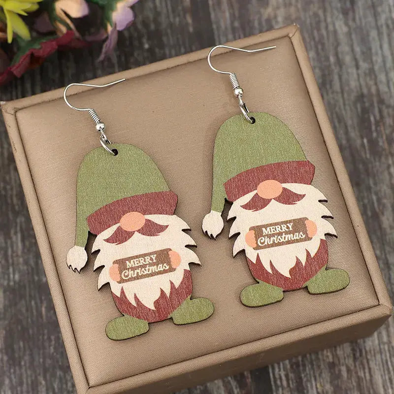 Wooden Gnome Dangle Earrings by Trendsi