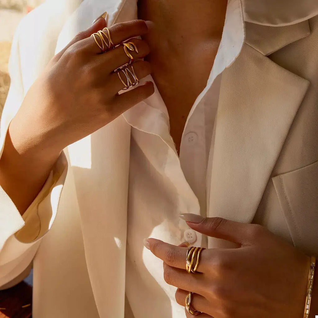 Two-Tone Open Ring by Trendsi