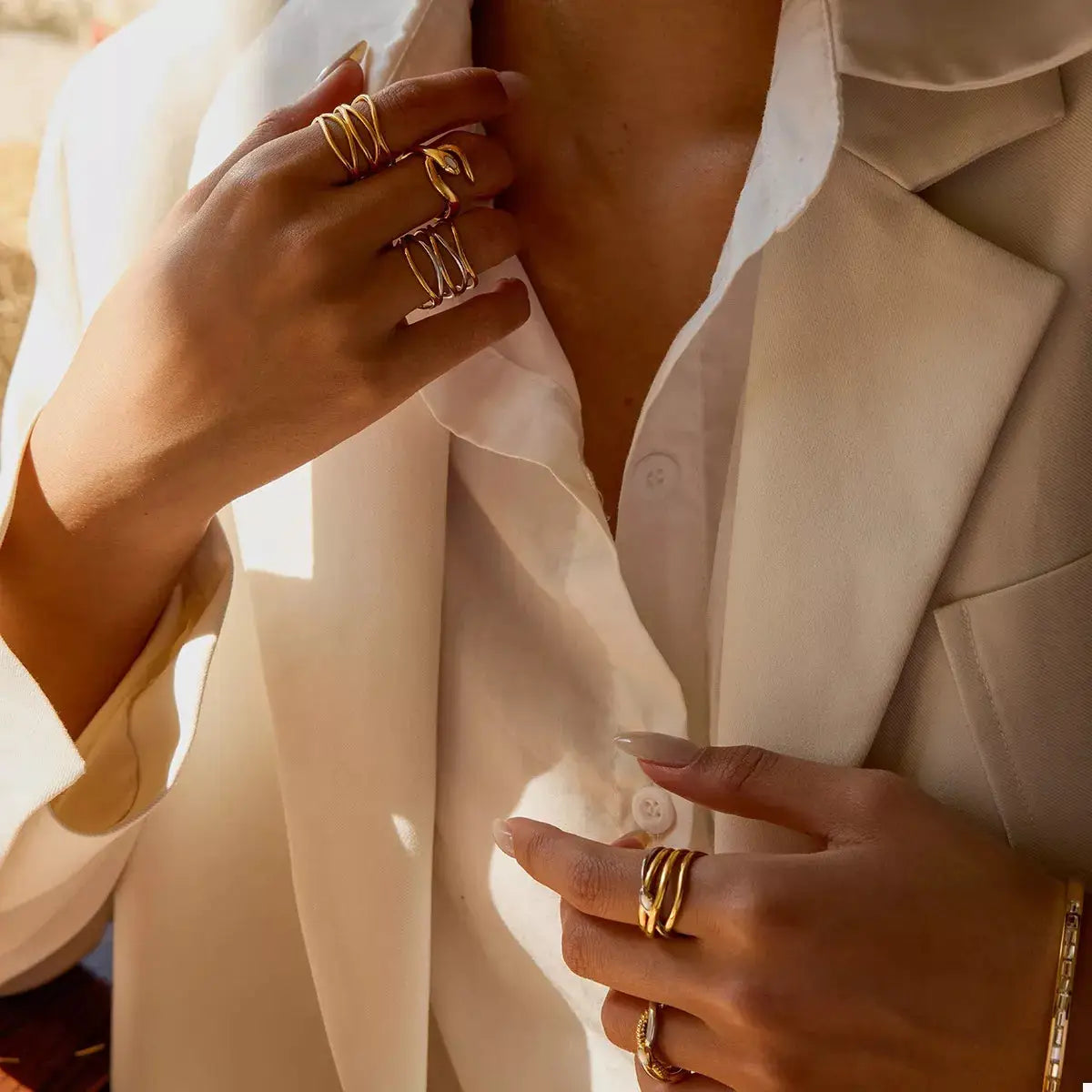 Two-Tone Open Ring by Trendsi