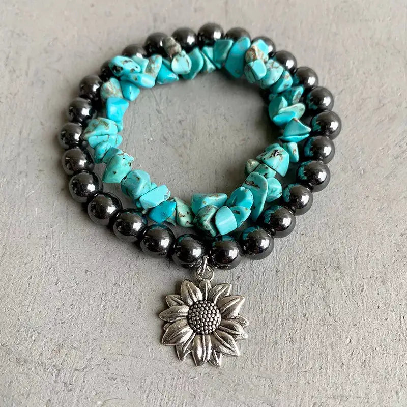Turquoise Alloy Bracelet by Trendsi