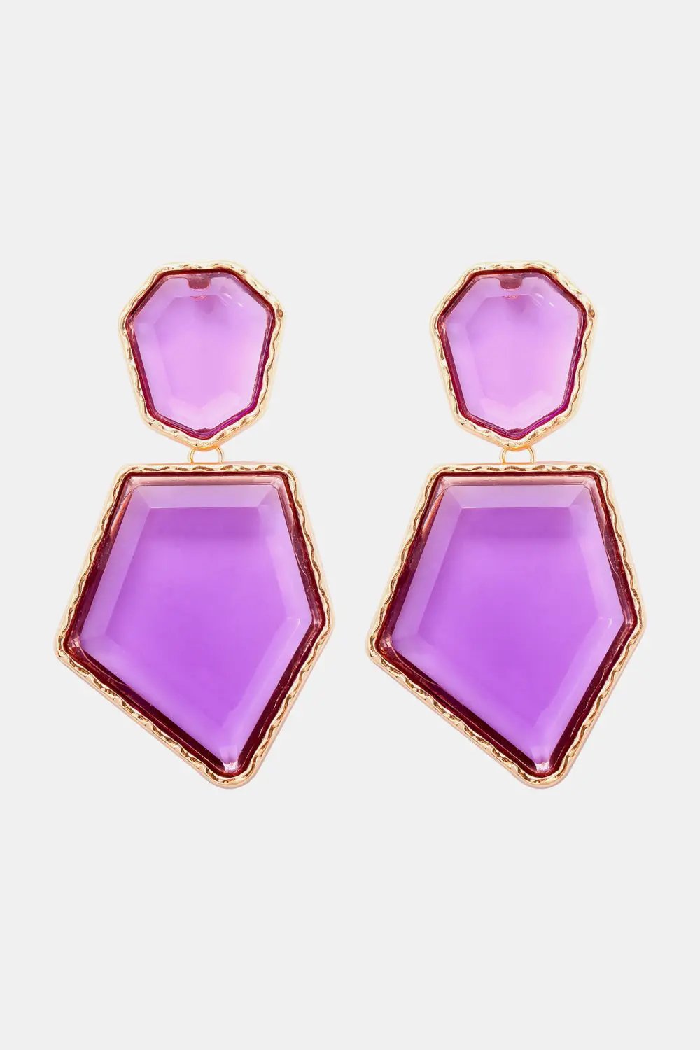 Geometrical Shape Zinc Alloy Frame Resin Dangle Earrings by Trendsi